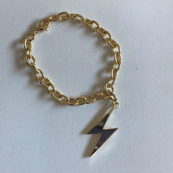 Lightning Bolt Chain Charm Bracelet Gold - Picture 1 of 5